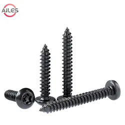Black 304 Stainless Steel Six Lobe Torx Round Head with Pin Bolts Anti Theft Security Self Tapping Screws