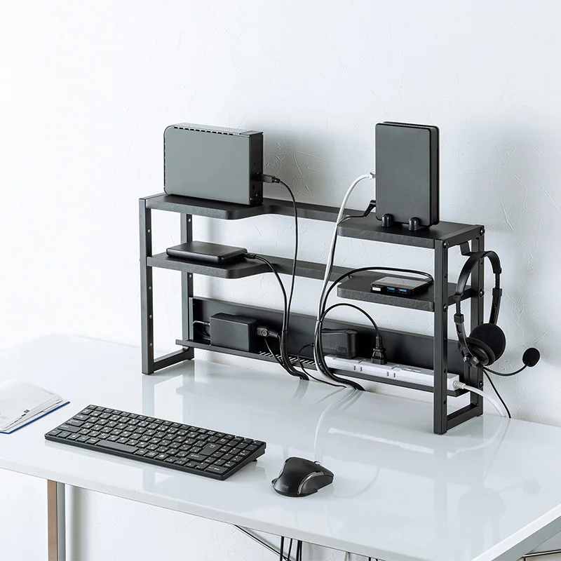 Multifunctional Carbon Steel Router Storage Rack behind Screen Cable Organizer Socket Holder Space-Saving Sundries Organizer