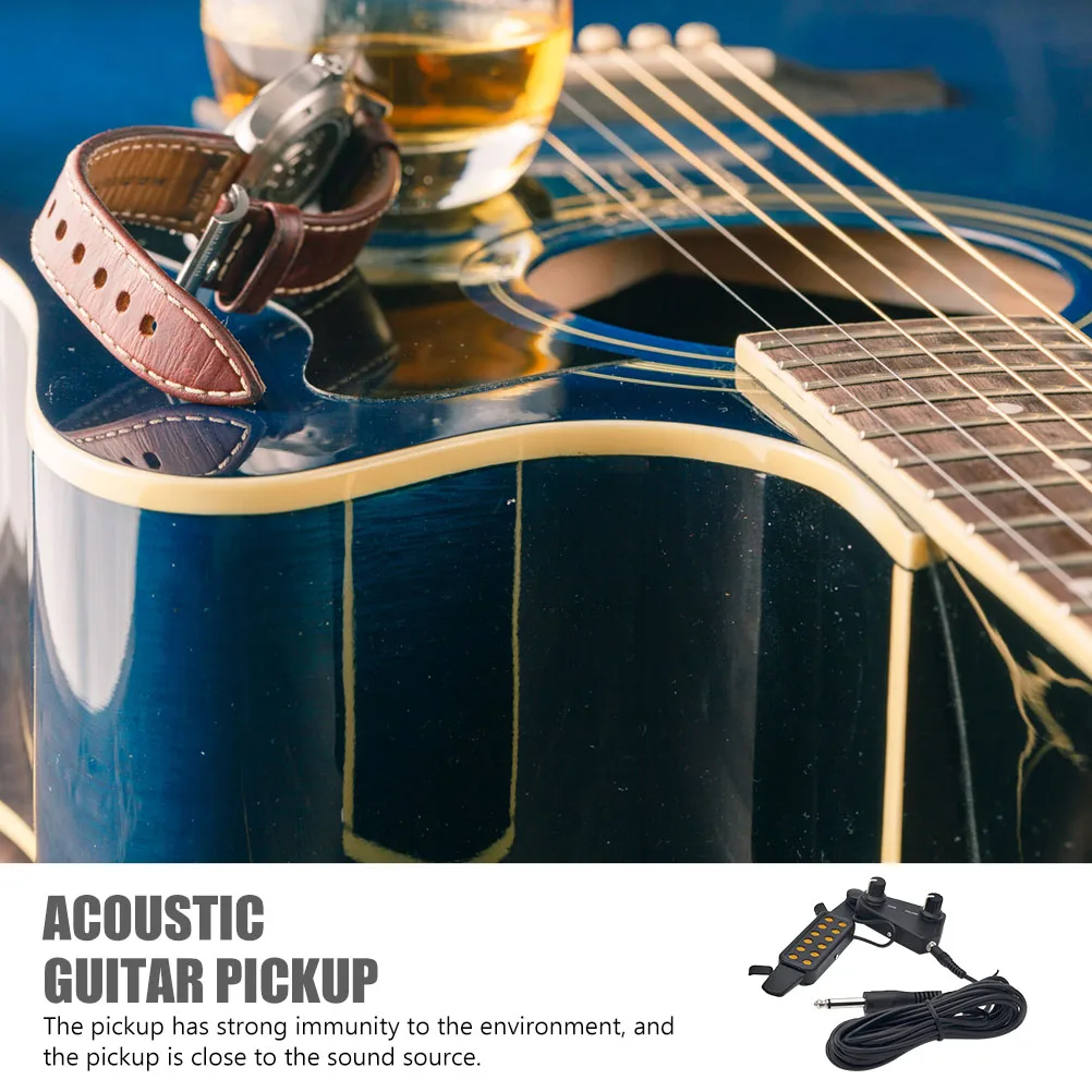 

Acoustic Guitar Pickup System Clip on Piezoelectric Preamp Transducer Durable Volume Tone Control Feedback Avoid Clear Sound