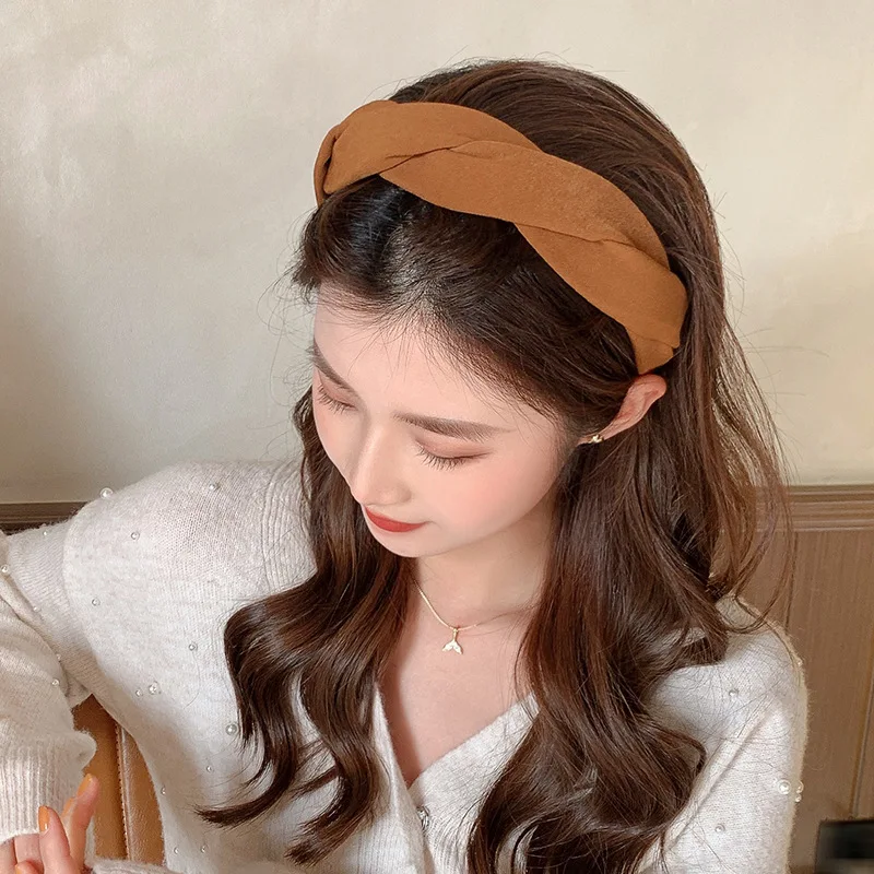 New Fashion Korea Retro Braided Headband for Women Wide Side Braided Women Hairband Solid Color Headwear Girls Hair Accessories