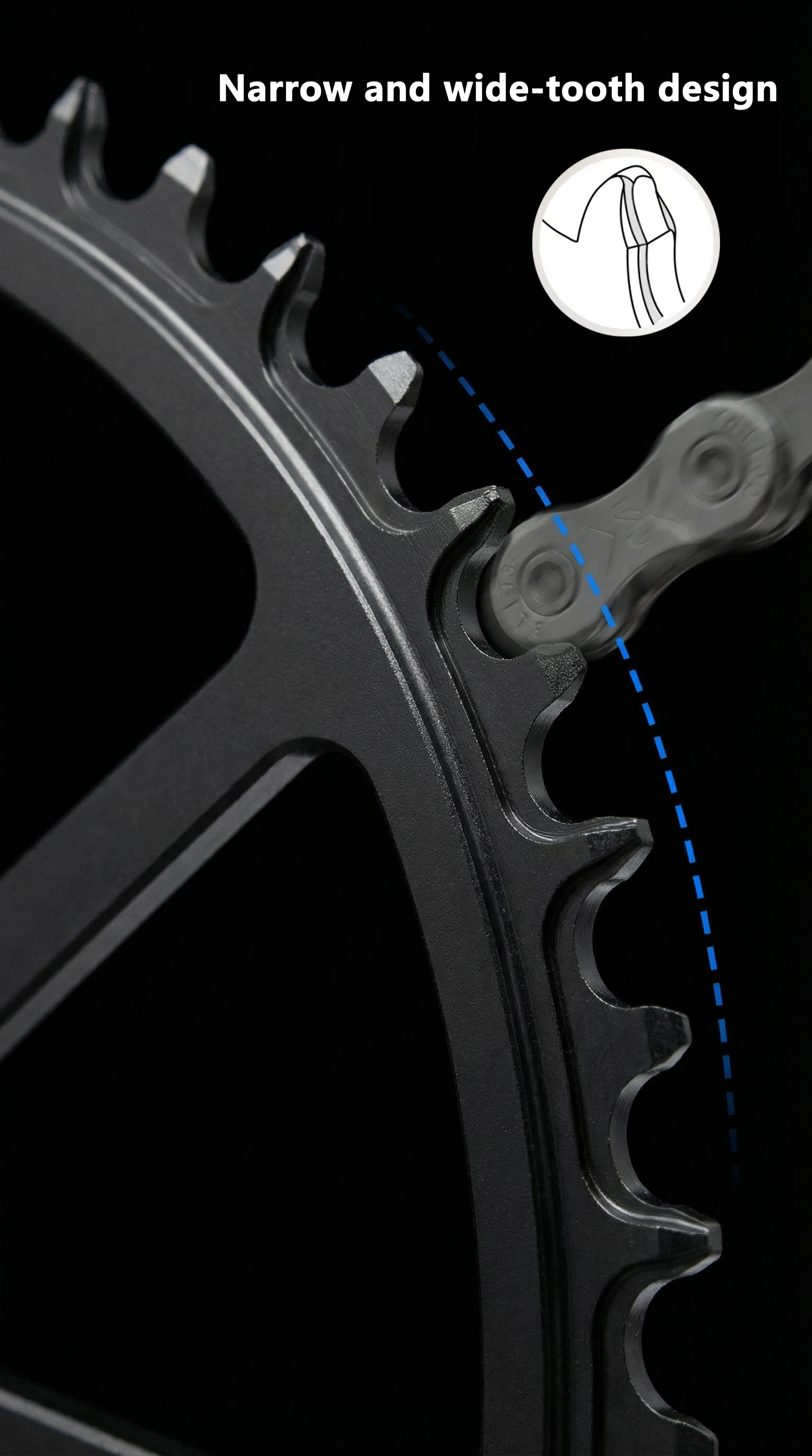 EVOSID Rennrad 40 42 44 46 48 50T Ultraleichtes Direktmontage-Schmalbreit-Zahnkranz mit 3mm Offset – Detail 4