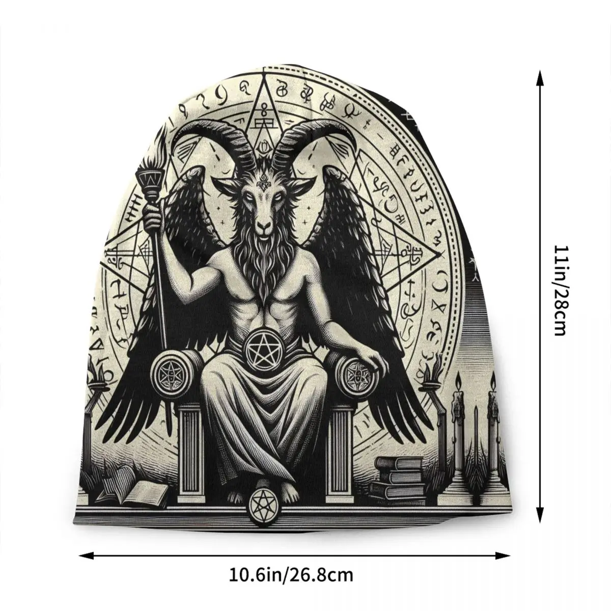 Custom Baphomet Devil Bonnet Hats Knitting Hat For Women Men Winter Warm Satanic Skullies Beanies Caps