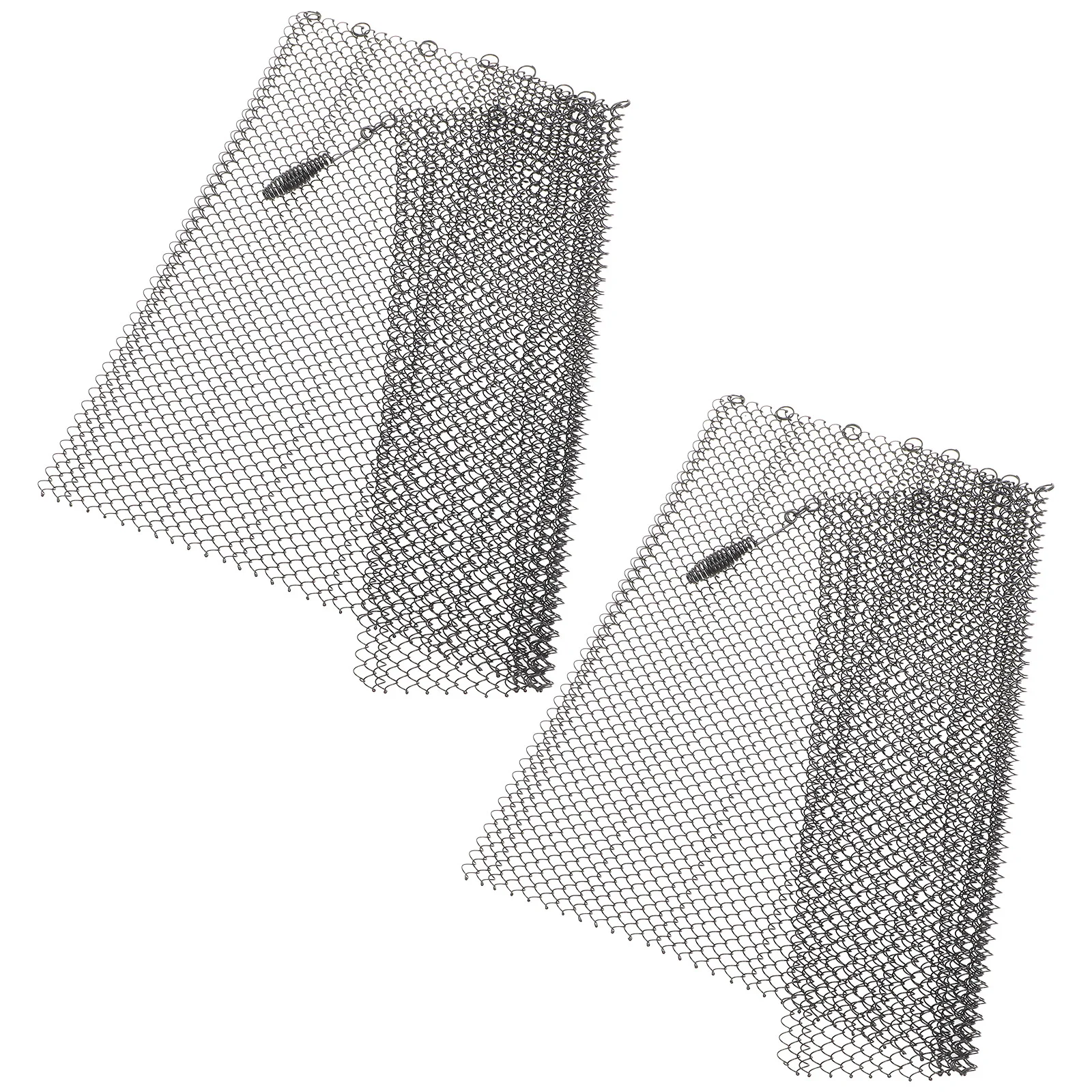 2 Pcs Fireplace Mesh Screens Curtain Hearth Panel for Fireplaces Black Out Curtains Outdoor White Sparks Guard Metal Iron Parts