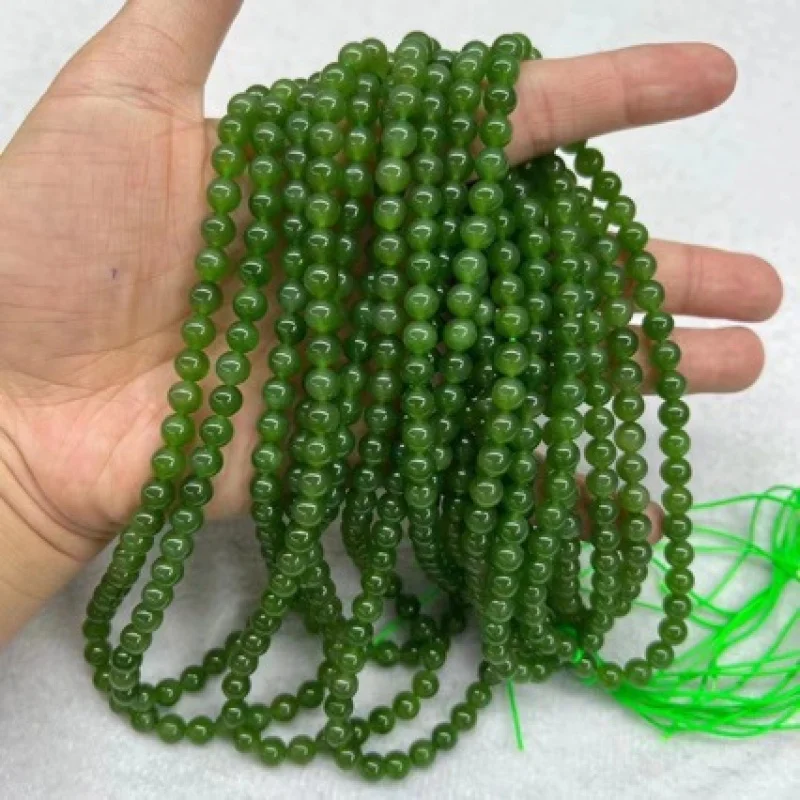 Hetian Jade Russian Material Jasper 6Mm 108 Buddha Beads Yang Green Transparent No Black Spots Density Top Quality