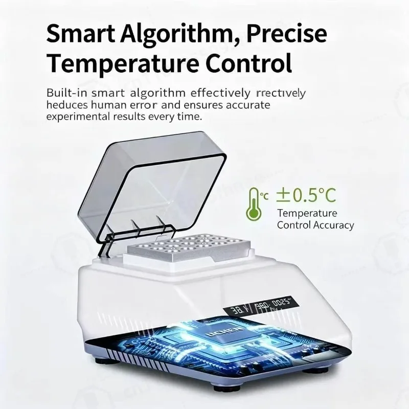 Mini Dry Bath Incubator, 9‑Program Programmable Temperature Controller, Dual Heating & Cooling Mode, Compact Lab Heater