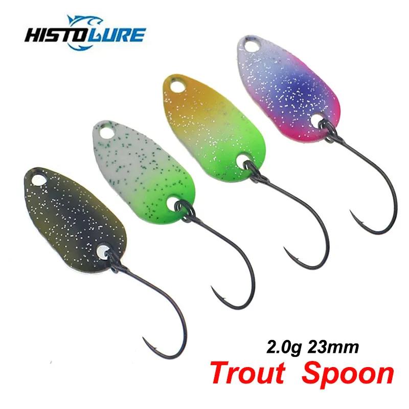 Metal Fishing spoon Lure, Hard Baits for Perch, Trout spoon, Chub Bait, Colorful Stream, Copper, 2.0g, 23mm