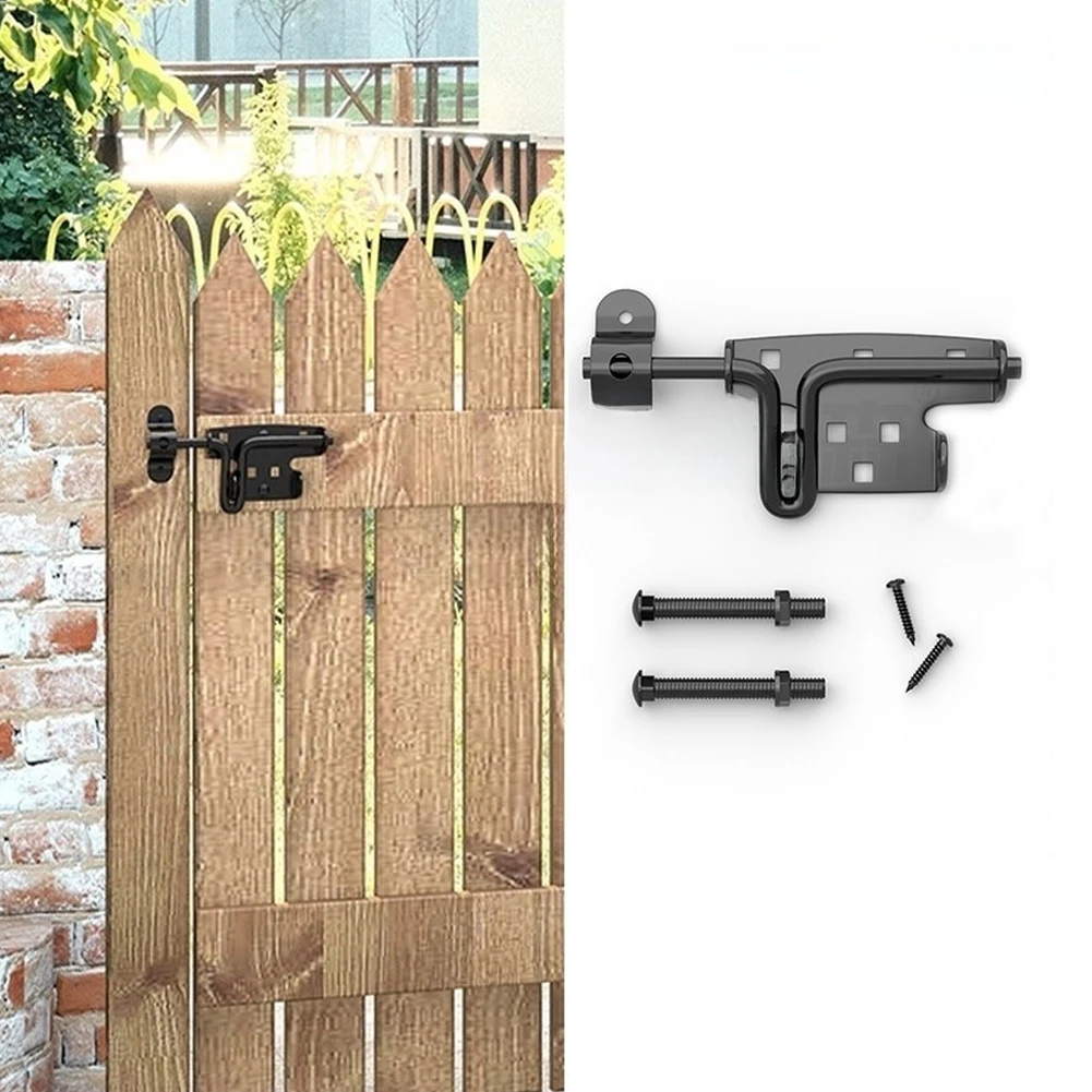 Garden Shed Locks Black Sliding Latch Bolt Sturdy Iron Construction Minimalist Black Style Wear Resistant Coating