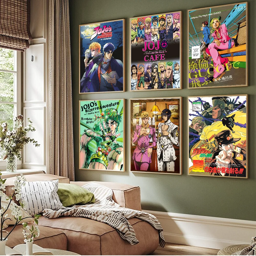 Anime JoJo\'s Bizarre Adventure Vintage Posters Sticky Vintage Room Home Bar Cafe Decor Kawaii Room Decor