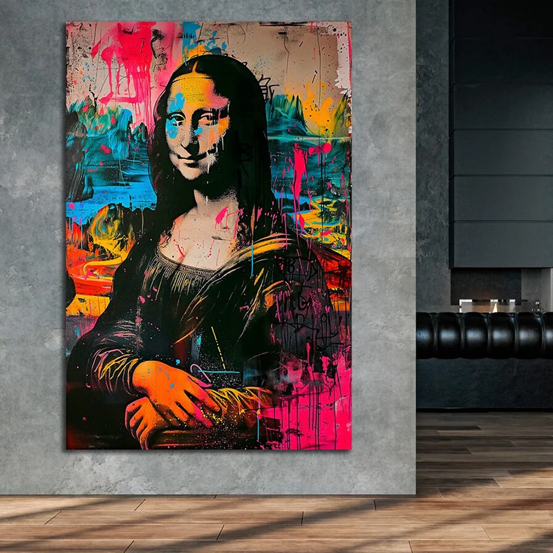 

Mona Lisa Pop Art Print Graffiti Canvas Poster Prints Modern Famous Paintings Wall Art Pictures for Living Room Home Decoration