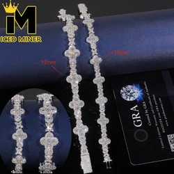 10/13mm Moissanite Clover Bracelet S925 Silver Iced Out For Men Women Hip Hop Jewelry Pass Diamonds Tester With GRA Free Shippin