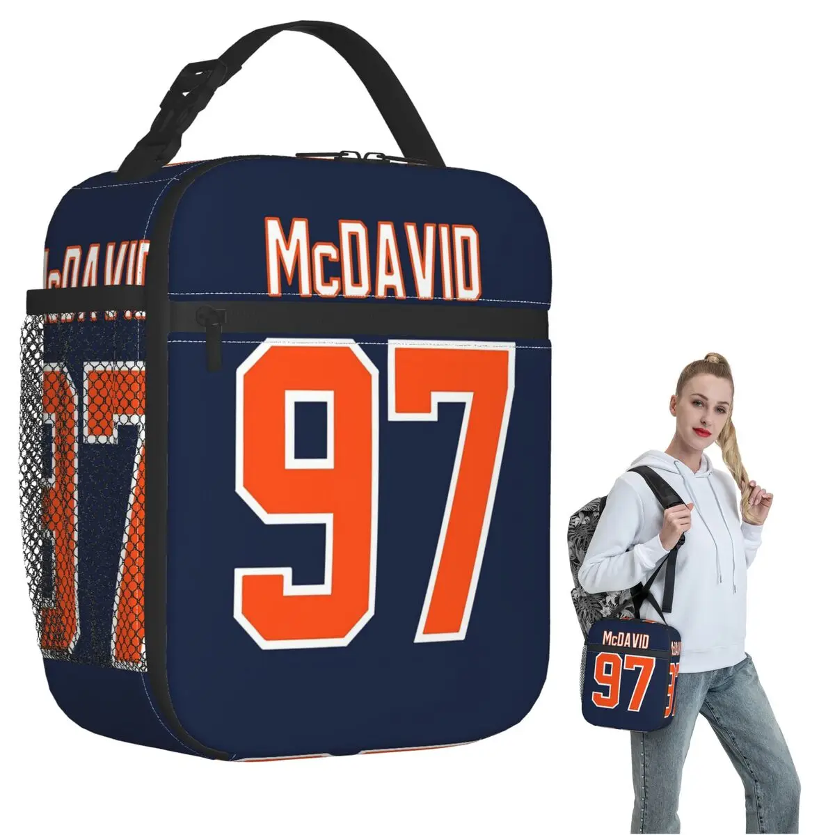 Connor McDavid 97 для фанатов Edmonton Oilers, изолированная сумка для обеда для женщин и детей, портативные коробки для еды, термосумка для обеда