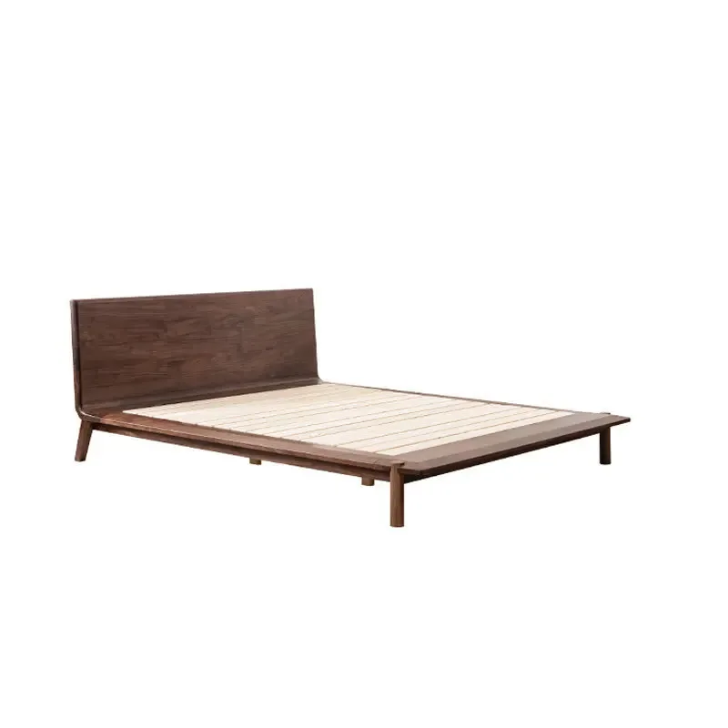 

North American black walnut, double bed Nordic, simple furniture light luxury frame, cherry wood solid wood bed
