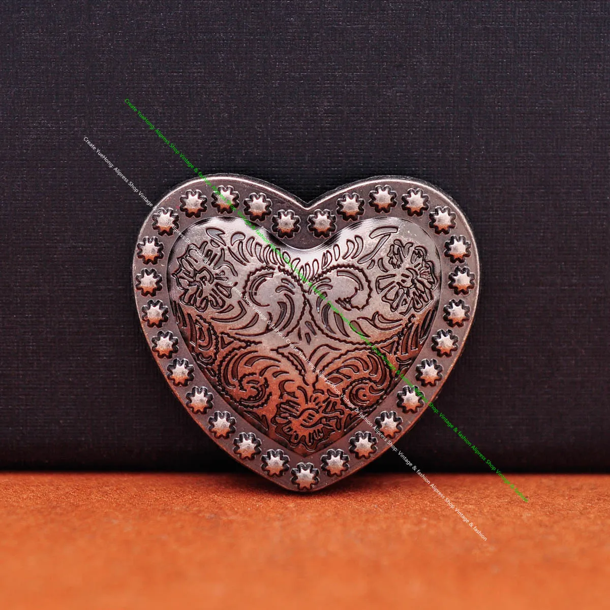 10PCS WESTERN HEADSTALL HORSE TACK LOVE HEART ANTIQUE SILVER FLORAL BERRY SADDLE LEATHERCRAFT CONCHOS 1-1/8