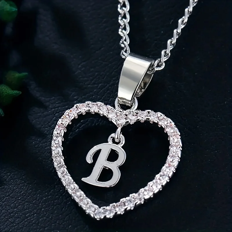 Bohemian Style Heart-shaped Letter Pendant Necklace, Wedding Party Gift For Men And Women,Delicate Gift for Men And Women image 2