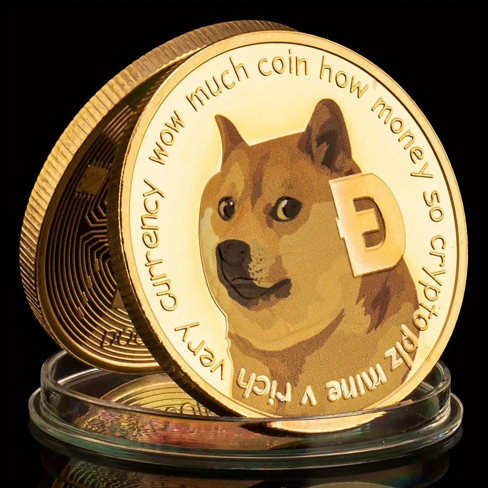 عملة تشفير Dogecoin مطلية بالذهب ، عملة تذكارية ، هدية جمع ، قطعة واحدة #1