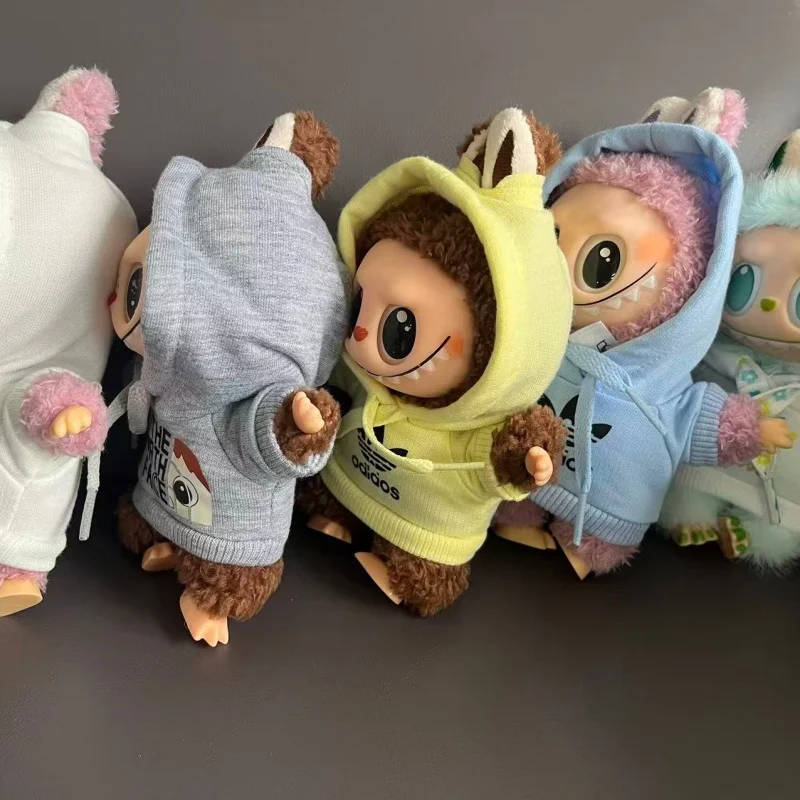 Pour Labubu vêtements poupée V1 V2 V3 tenues noir blanc à capuche avec short à revers chaussure diverses couleurs poupée bricolage accessoires Options