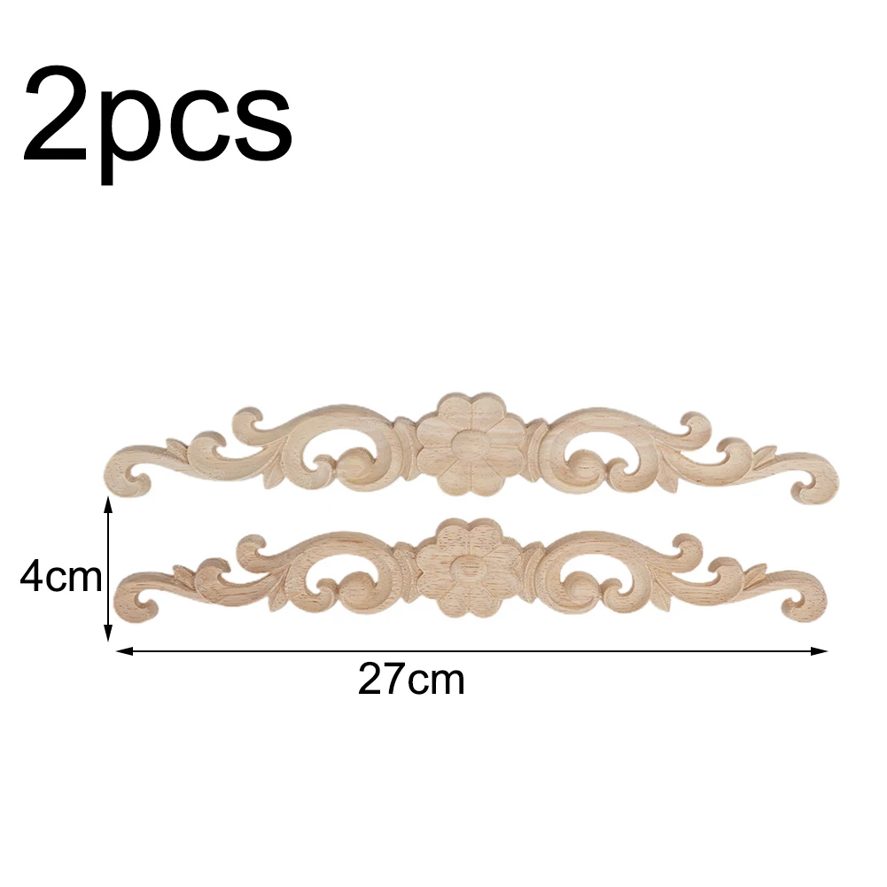 Horizontal Decals Applique 2Pcs Classical Flavor Furniture Home Decoration Solid Wooden Carved Exquisite Patterns