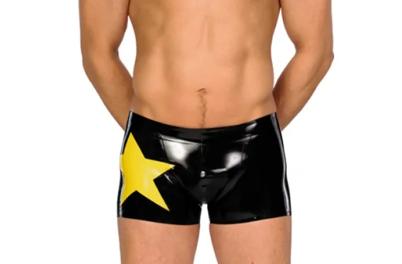 Masquerade Party Fetish 100%Latex Rubber Schwarz Niedrige Taille BoxerShorts Pants Unterhose 0.4mm S-XXL