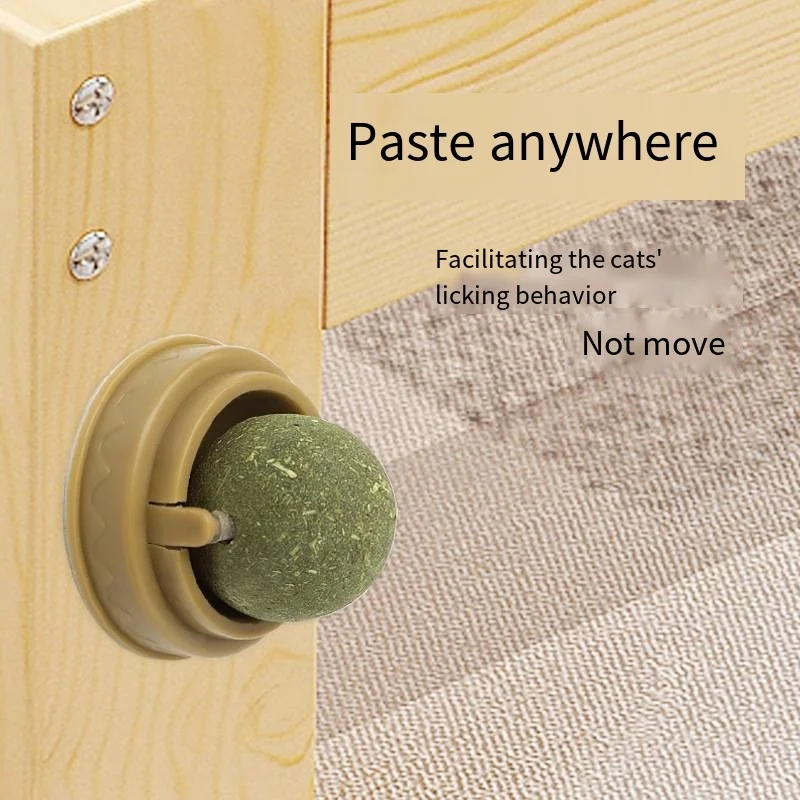 1-2 قطعة القط الجدار عصا على الكرة لعبة المولي الأسنان النعناع البري وجبة خفيفة الكرة يزيل كرات الشعر تعزيز الهضم مع غطاء غبار منتجات الحيوانات الأليفة #5