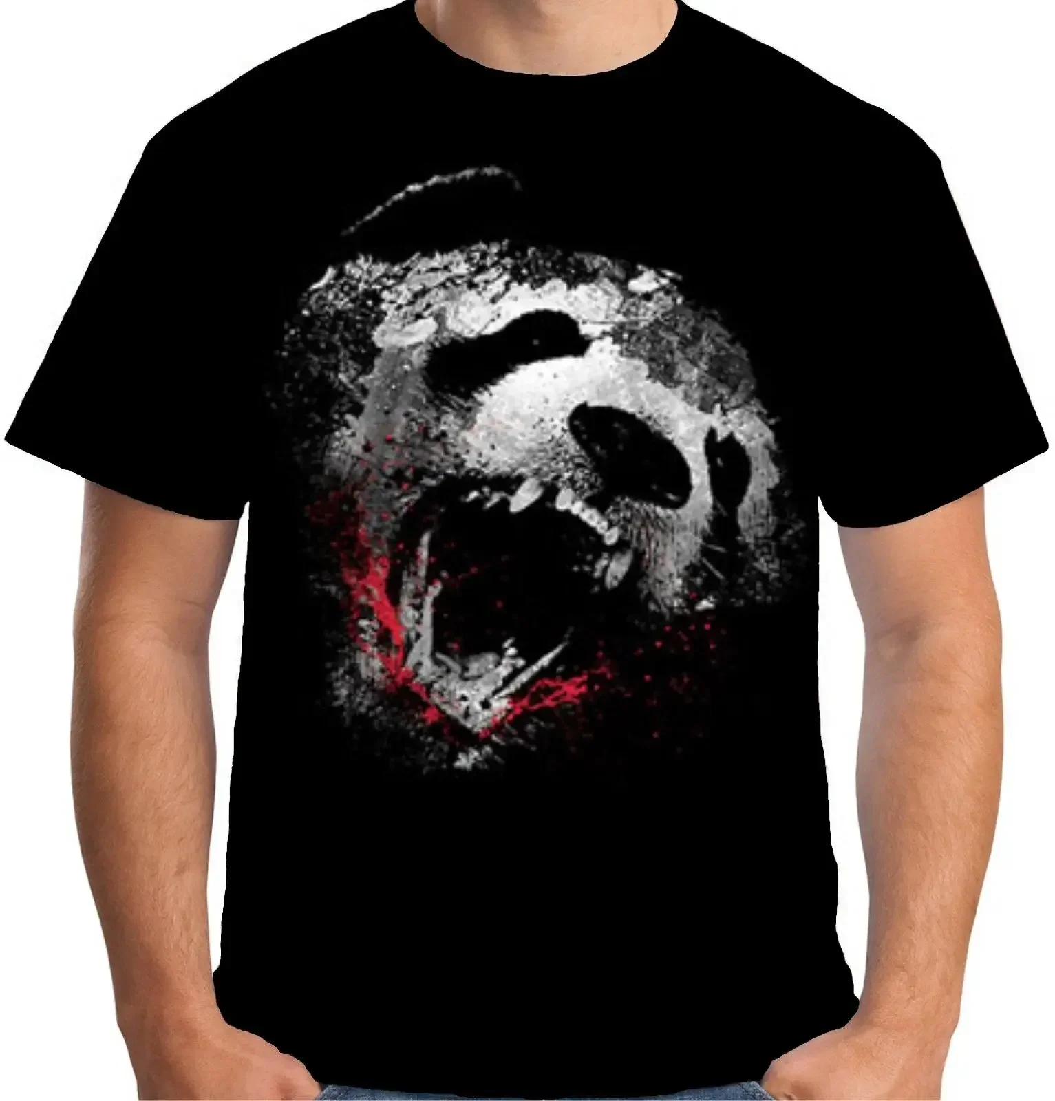 Hot Sale Summer  Mens T Shirt Killer Panda Endangered Horror Zombie A19941 100% Cotton For Man Shirts