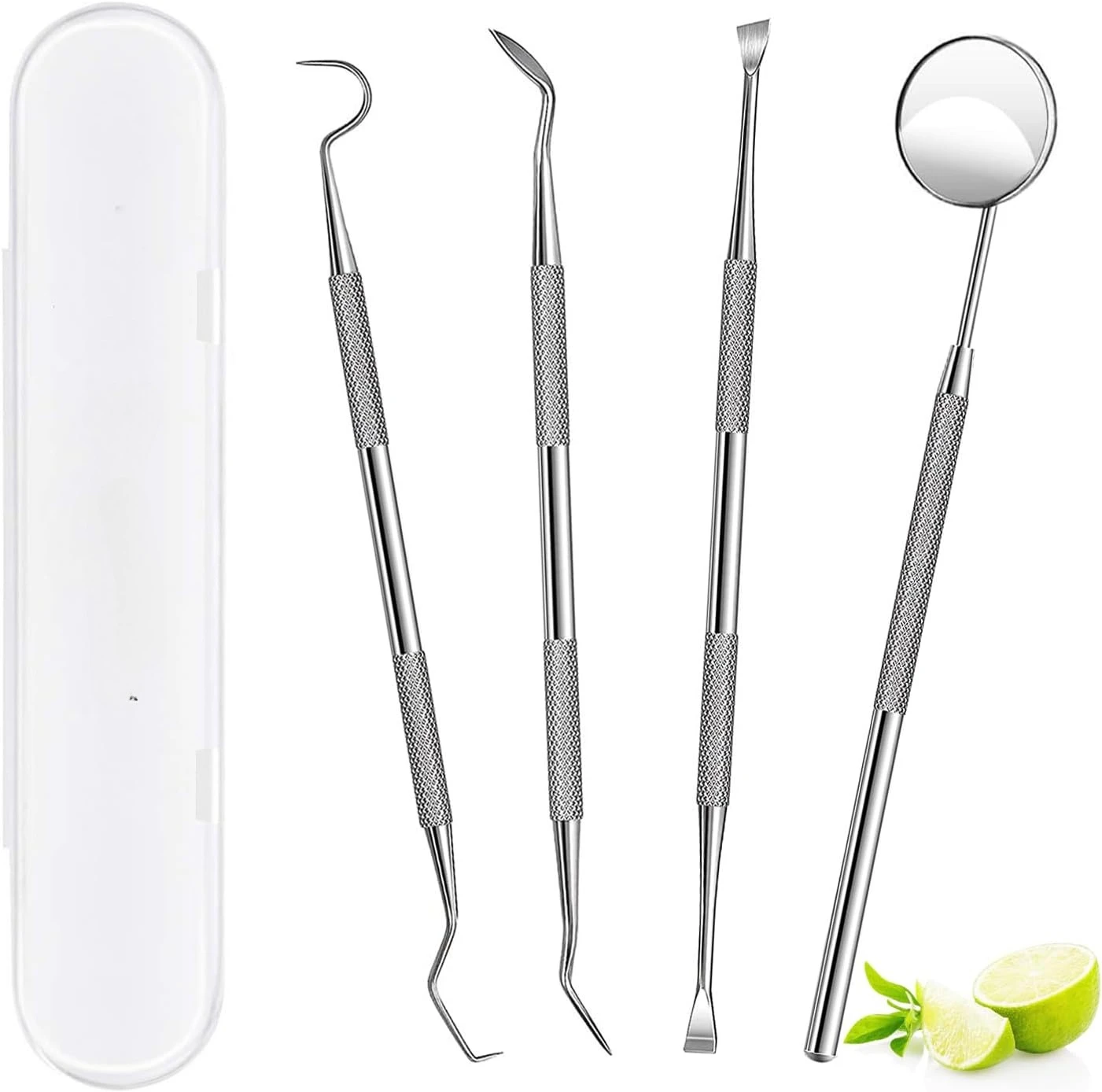 Professional Teeth Cleaning Oral Care Hygiene Kit, Stainless Steel Dental Pick Tooth Scraper Tartar Plaque Remover for Dentist