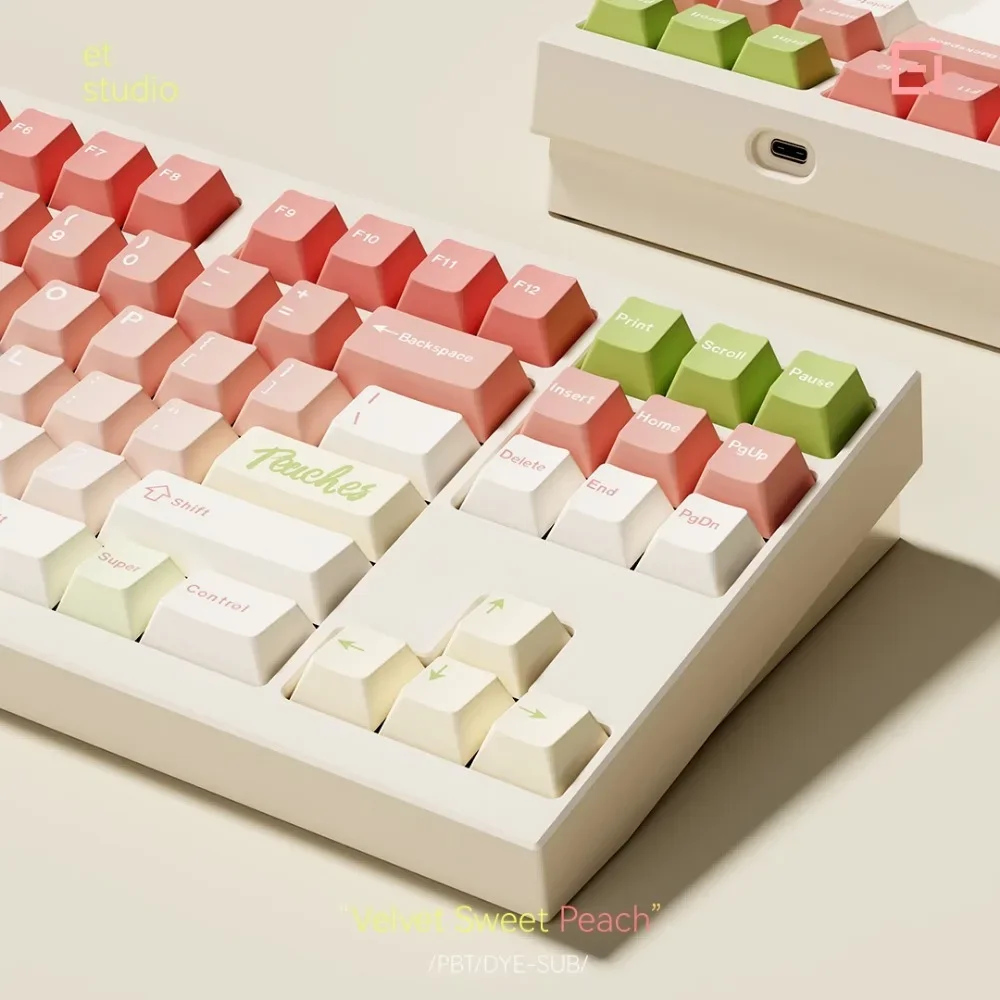 Velvet Sweet Peach Theme Keycap 140 Keys PBT Thermal Sublimation Cherry Profile Custom Gaming Mechanical Keyboard Accessories