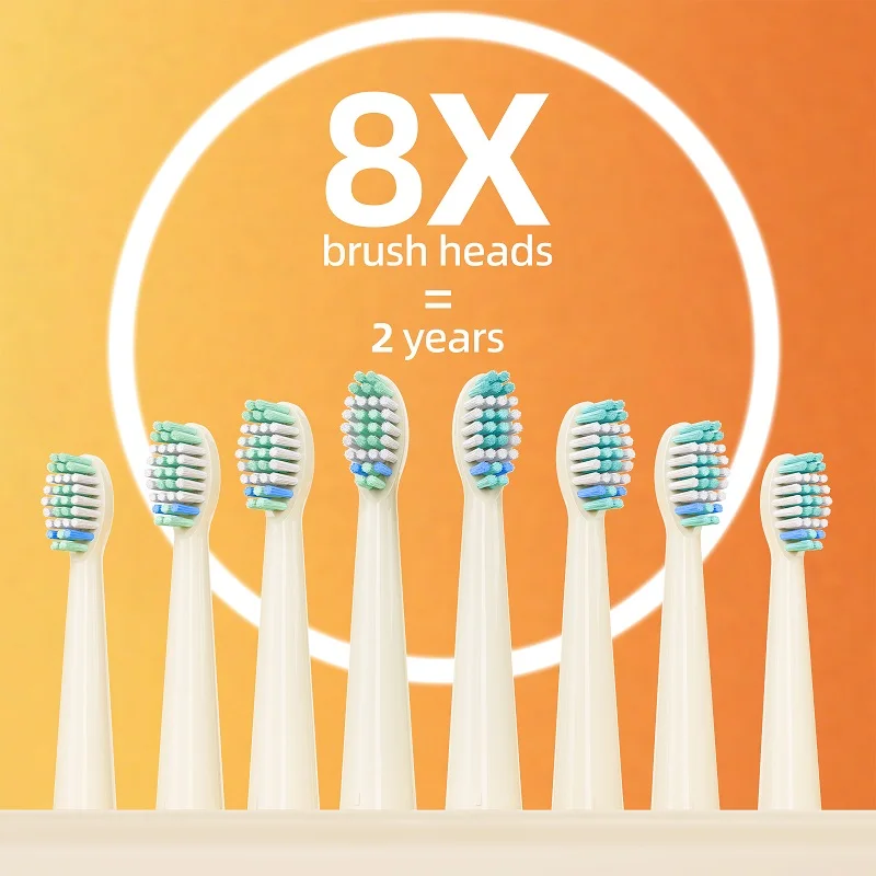 8 فرشاة أسنان كهربائية 1 رأس حامل لفرشاة الأسنان 1 صندوق تخزين 5 أوضاع تشغيل فرشاة أسنان كهربائية بالموجات فوق الصوتية للتنظيف الفعال
