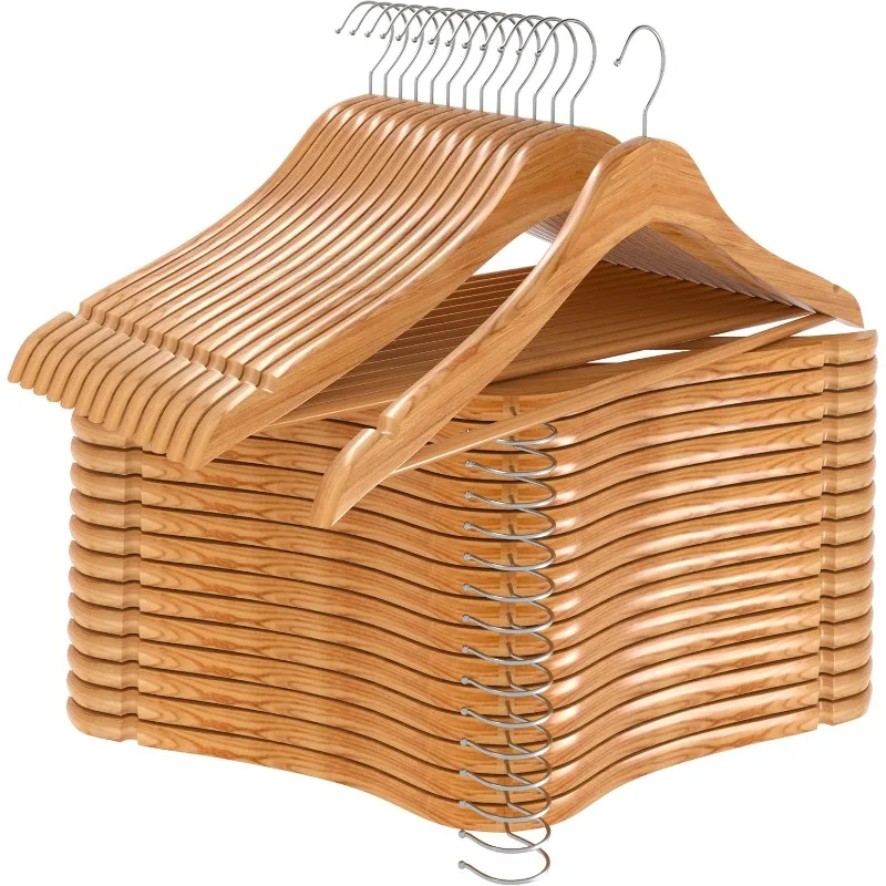 Premium Wooden Hangers 30 Pack - Durable & Slim Coat Hanger - Suit Hangers with 360-Degree Rotatable Hook - Wood Hangers