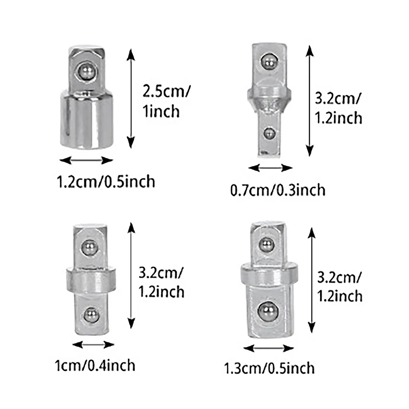 3/8 To 1/2 3/8 1/4 1/2 To 1/2 Impact Drive Ratchet Wrench Socket Adaptor Repair Hand Tool Socket Adapter Converter Reducer Set