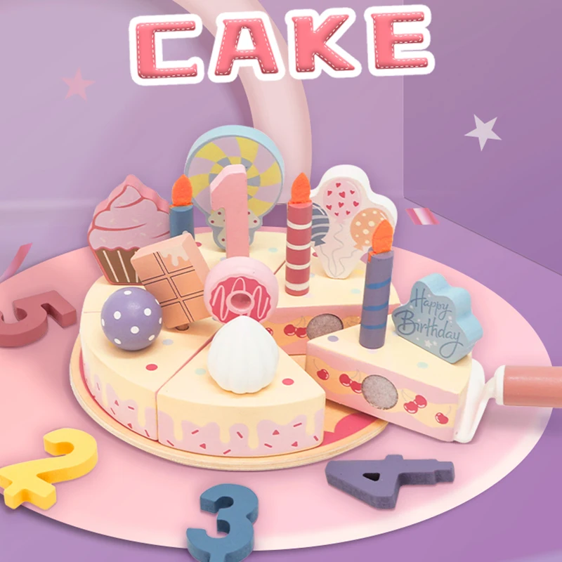 Royal Wooden Pretend Play Kitchen Montessori Toys Afternoon Tea Set with Cake Ice Cream Learning Educational Toys For Children