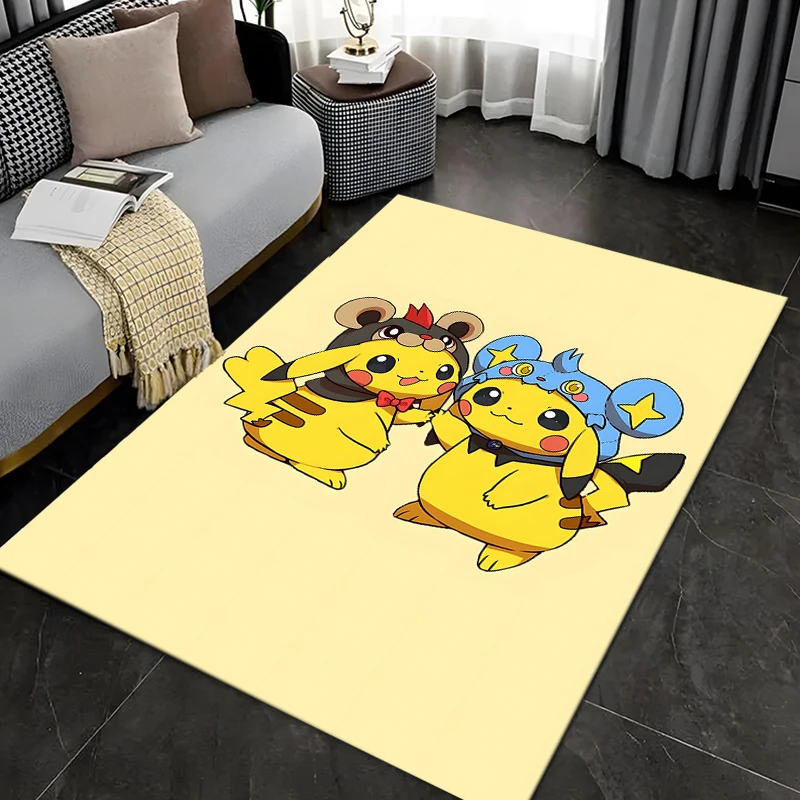 Pokemen Pikachu Area Rug,Carpet for Home Living Room Bedroom Sofa Doormat Kitchen Decor,Non-slip Floor Mat Anime Rug