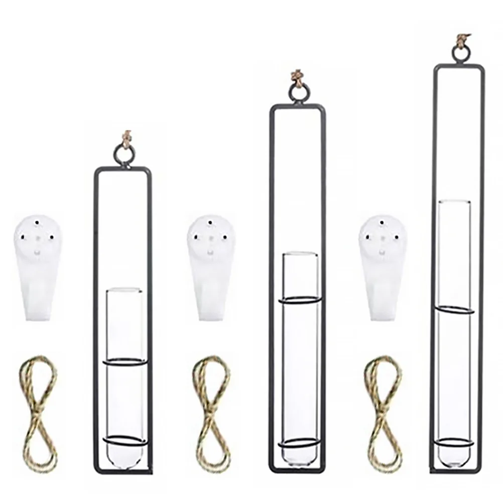 

Hanging Test Tube Vase Glass Hydroponic Planter for Wall Mounted Home Decoration Bedroom Living Room Office Ornament