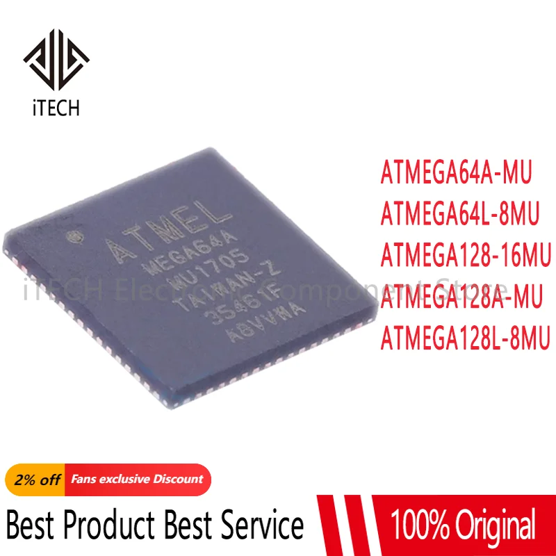 1pcs ATMEGA64A-MU ATMEGA64L-8MU ATMEGA128A-MU ATMEGA128-16MU ATMEGA128L-8MU ATMEGA64 ATMEGA128 ATMEGA IC MCU Chip QFN-64