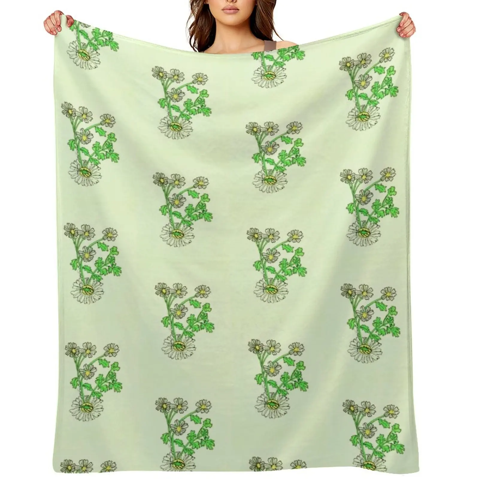 

Green Capsid Bug on Chamomile Throw Blanket heavy to sleep Beach Softest Plaid Blankets