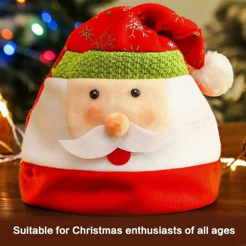Gorro navideño Papá Noel para vacaciones, precioso gorro Papá Noel reno para adultos, gorro con pompón para todas las