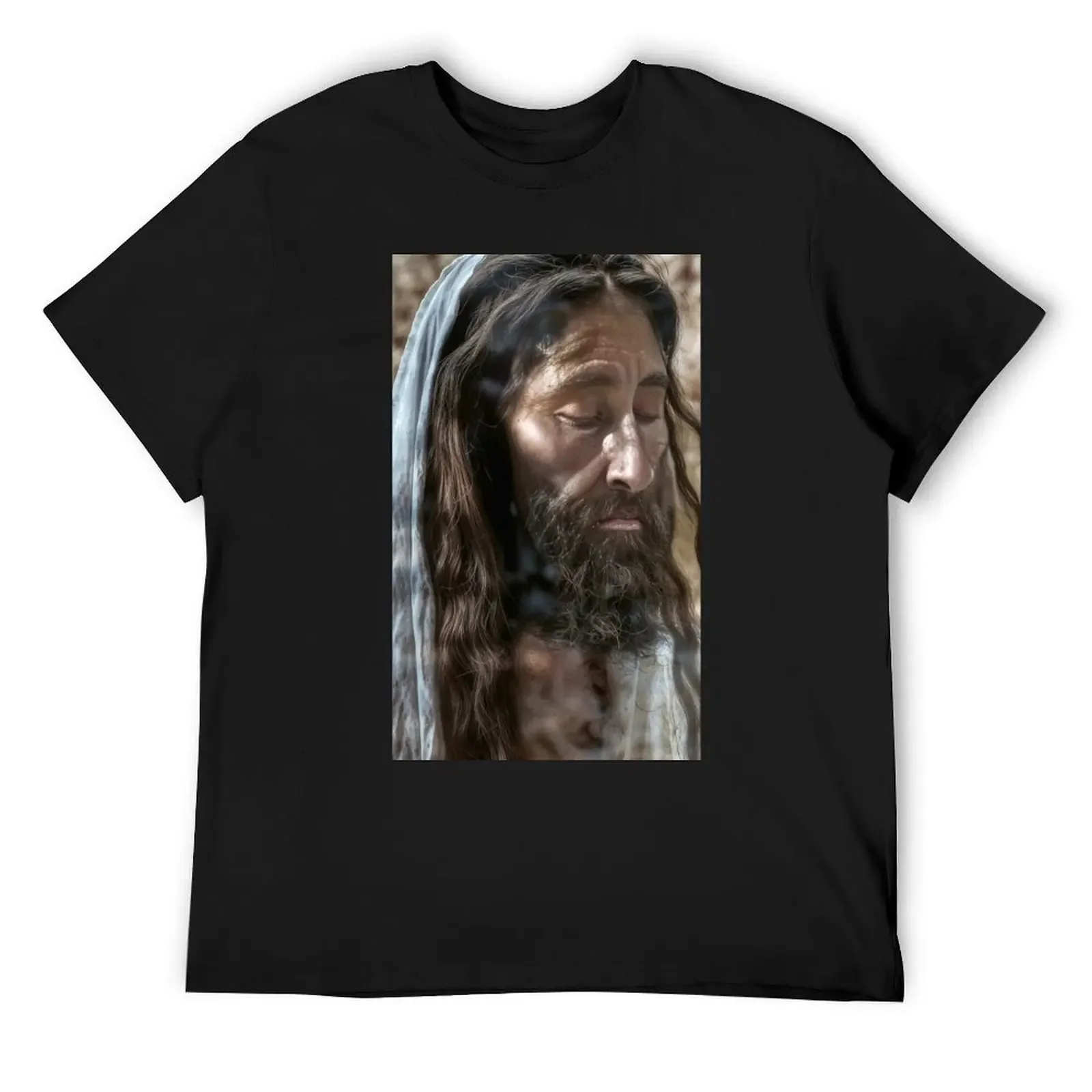 Illuminated Holy Contemplation: A Nighttime Jesus Portrait T-Shirt graphics for a boy men t shirt