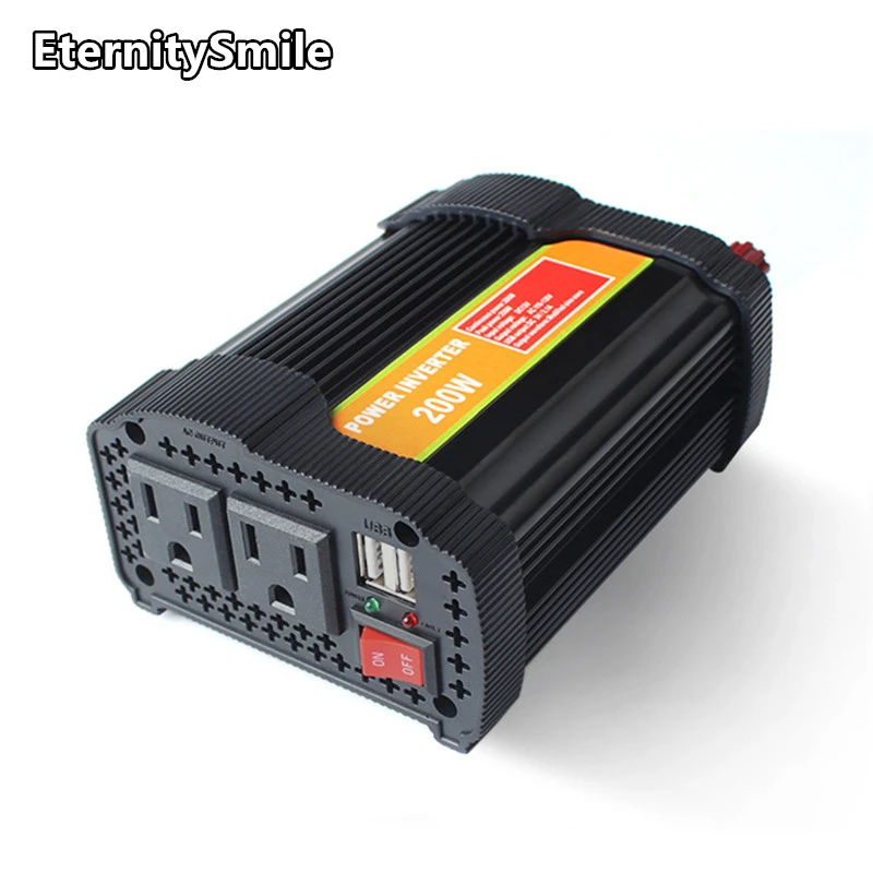 

Modified Sine Wave 200W Power Inverter DC 12V to 110V AC Car Inverter with 2.1A Dual USB Car Adapter