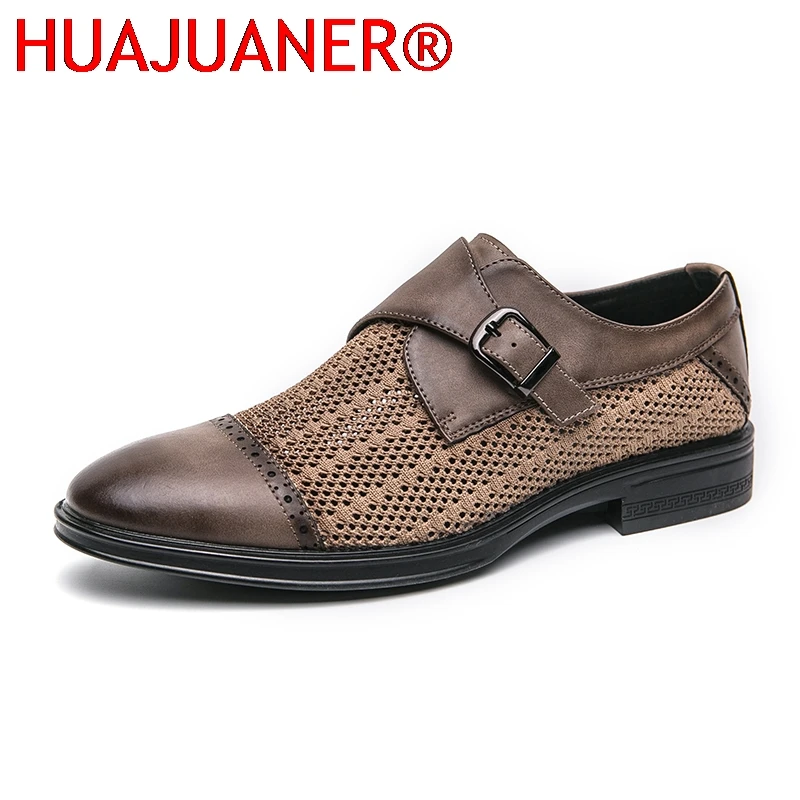 

Summer New Punched Grey Leather Shoes Casual Leather Men Shoes Thick Soled Formal Oxford Shoes Comfy Male Classic Dress Footwear