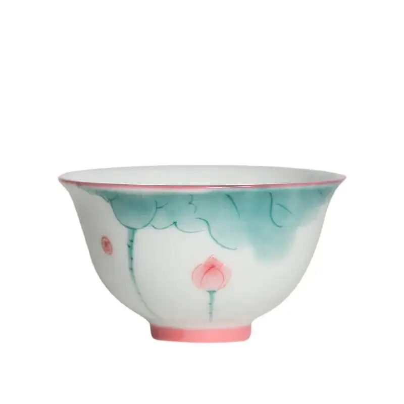  Ceramic Teacup Personal Meditation Cup Hand Painted Lotus Tea Bowl Master Cup Handmade Boutique Teacup Accessories