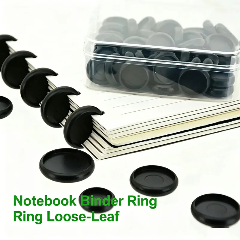 200pcs-black-mushroom-hole-notebook-binder-ring-loose-leaf-plastic-disc-buckle-binding-foldable-planner-office-school-supplies