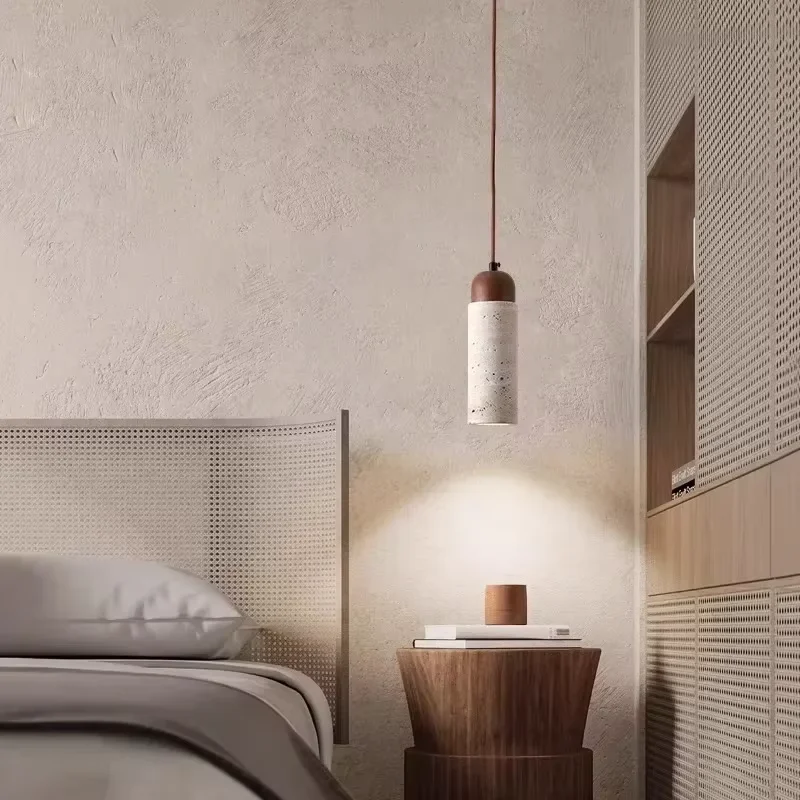 

Bedroom bedside pendant light Wabi Sabi style yellow cave stone living room sofa atmosphere lighting fixture