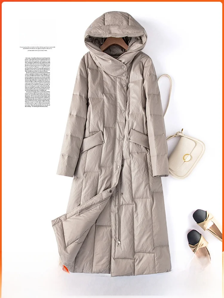 

Haining Genuine Leather Sheepskin Coat Women's Mid-Length Hooded Jacket Casual Style Thickened Winter New Arrival