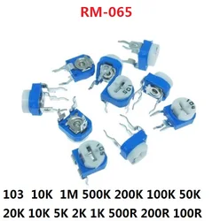 20pcs RM065 Trimpot Trimmer Potentiom Variable Resistor RM-065 103  10K  1M 500K 200K 100K 50K 20K 10K 5K 2K 1K 500R 200R 100R