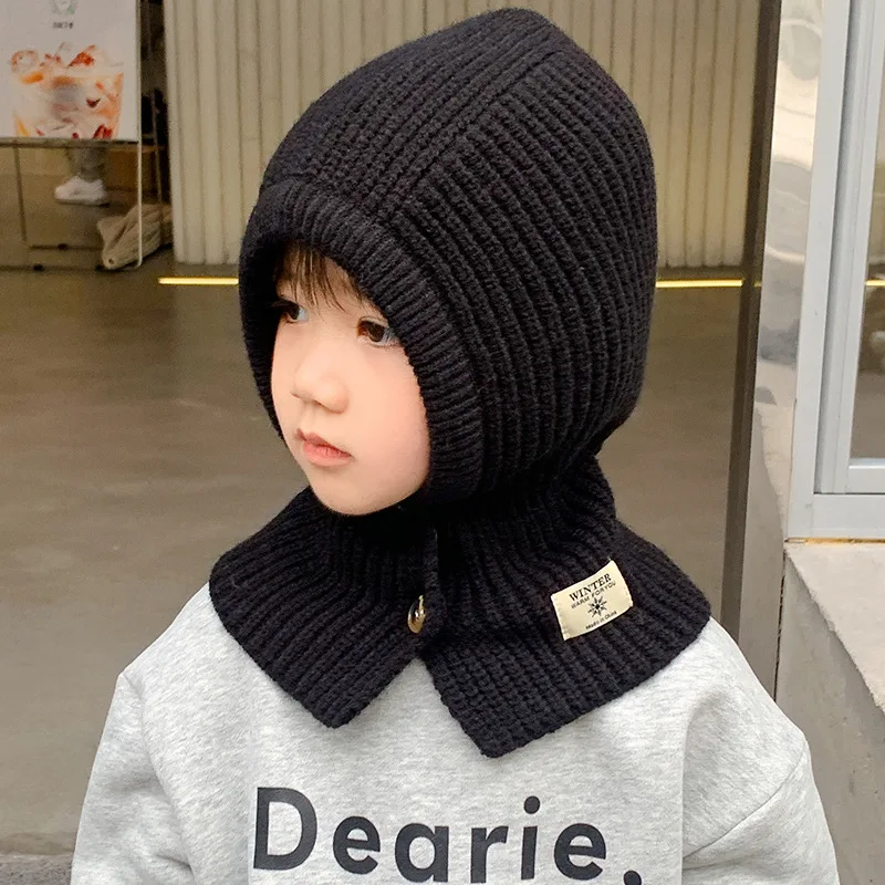 2-10 Year Autumn Winter Kid Balaclava Headgear Cap Baby Knitted Bucket Hat Child Warm Ear Protection Neck Caps Hot