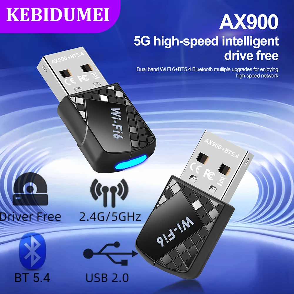 2 in 1 Bluetooth 5.4 USB WiFi 6 Adapter 900Mbps Wireless Network Card Ethernet Adapter USB Dongle Dual Band 2.4G 5G For Laptop