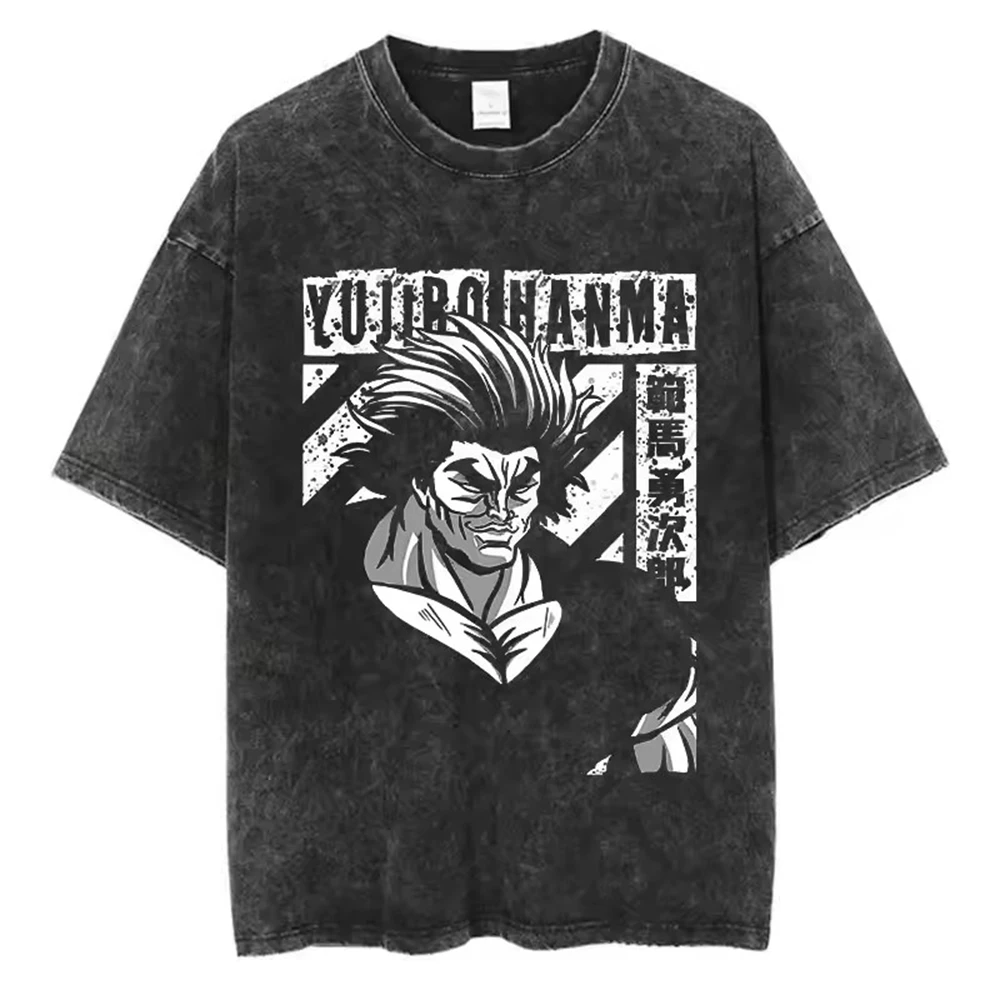 

SOVOB T Shirt Men Mens Clothing T Shirt Homme Mens T Shirt New in Top & Tees Tee Shirt Homme Anime Baki Haman Washed Tshirts