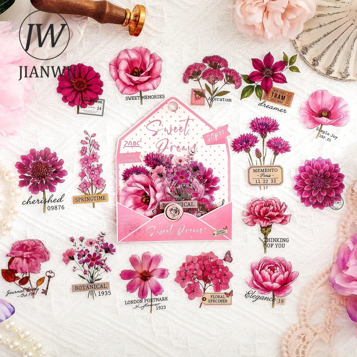 JIANWU Vintage Flower Bloom Landscape Material Collage Scrapbooking PET Sticker Creative DIY Journal Stationery