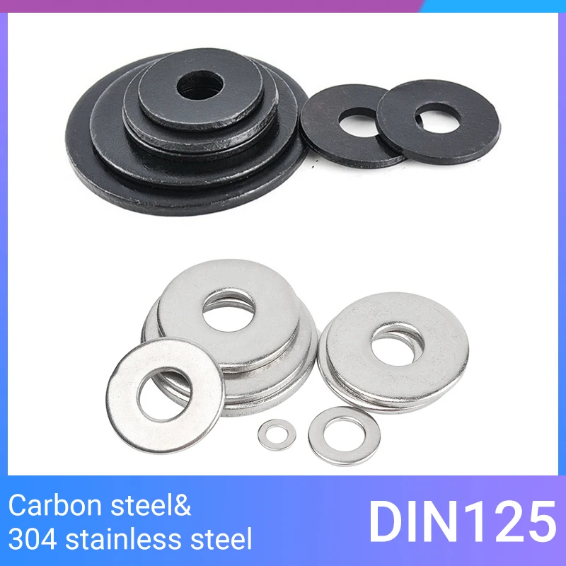 M2 M3 M4 M5 M6 M8 M10 M12 M14 M16 M18 M20~M27 Screw Bolt GB97 304 stainless steel or carbon steel Flat Washer Plain Gasket