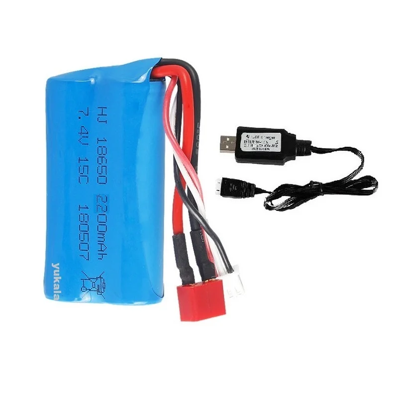 2S 7.4V 2200mAh Li-ion 18650 Battery/USB charger for Wltoys 144001 A959-B A969-B A979-B K929-B 12428 12423 10428 RC cars