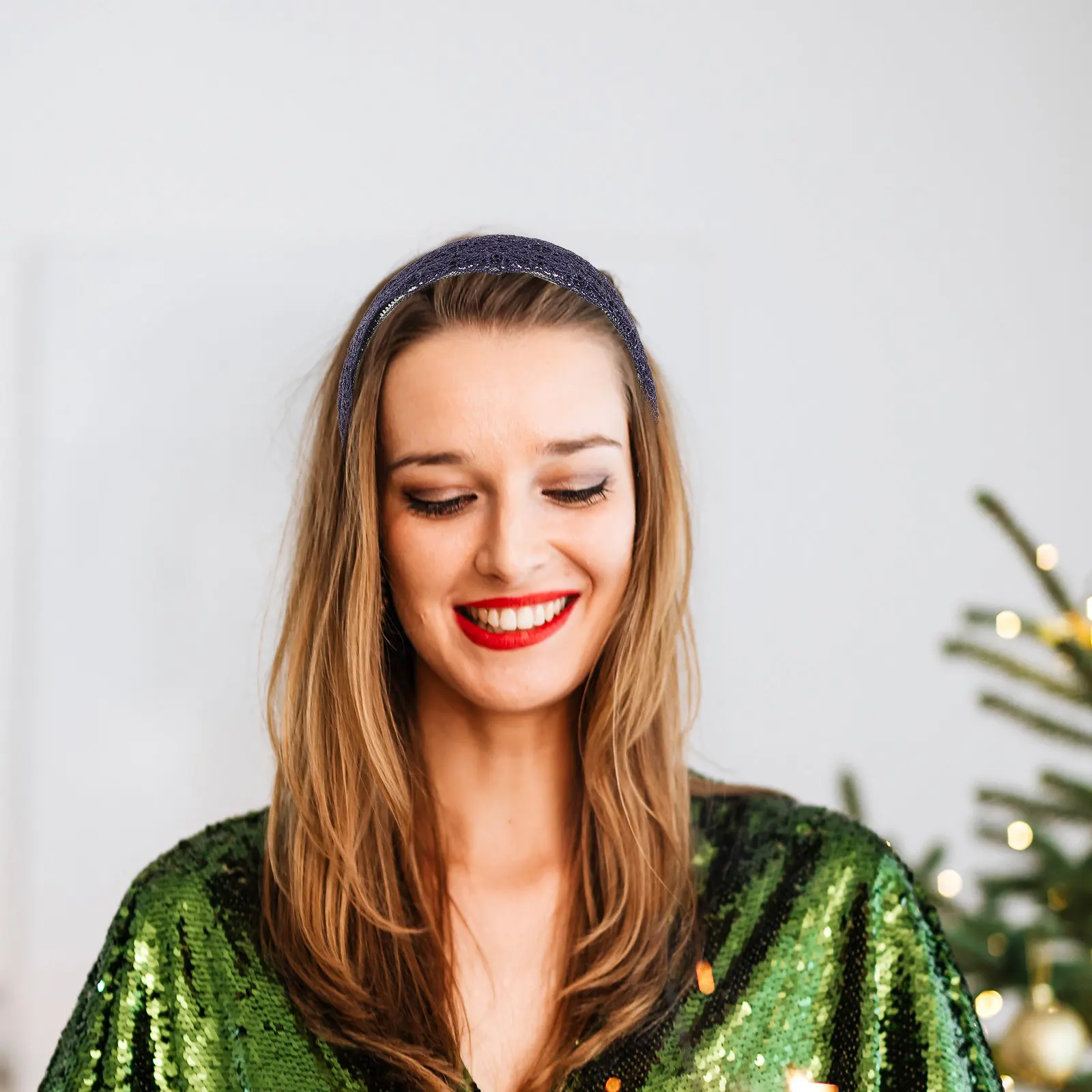 

Navy Cloth Teethed Hair Hoop Hair Band Elegant Anti-Slip Headband Women Headdress Party Daily Life Accessory Elegant Headband